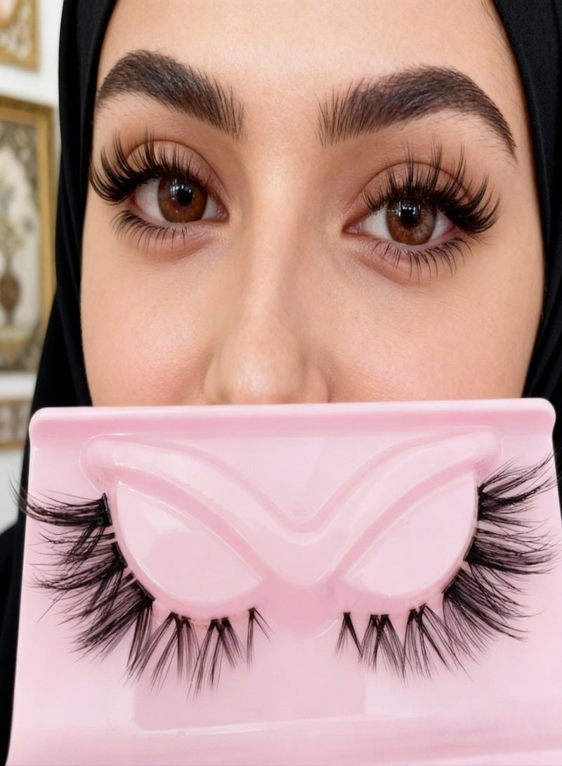 (رمضان)رموش اصطناعية للسيدات - رموش كثيفة ومنفوخة طبيعية 5 أزواج متعددة الاستخدامات بتجعيد 3D للحفلات والمناسبات | مريحة وخفيفة الوزن لمكياج يومي - Image 3